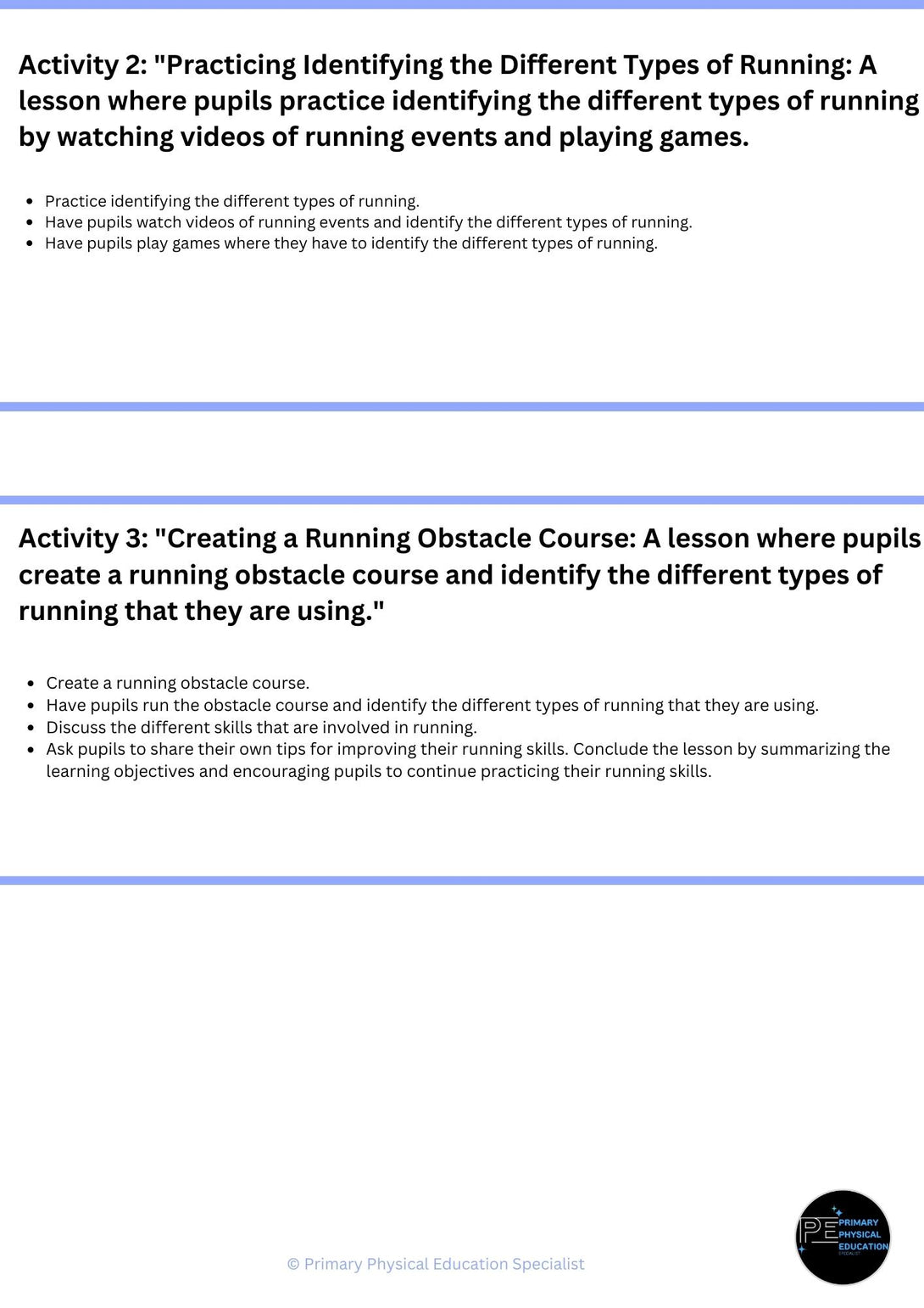 Athletics year 4 scheme of work and lesson plans