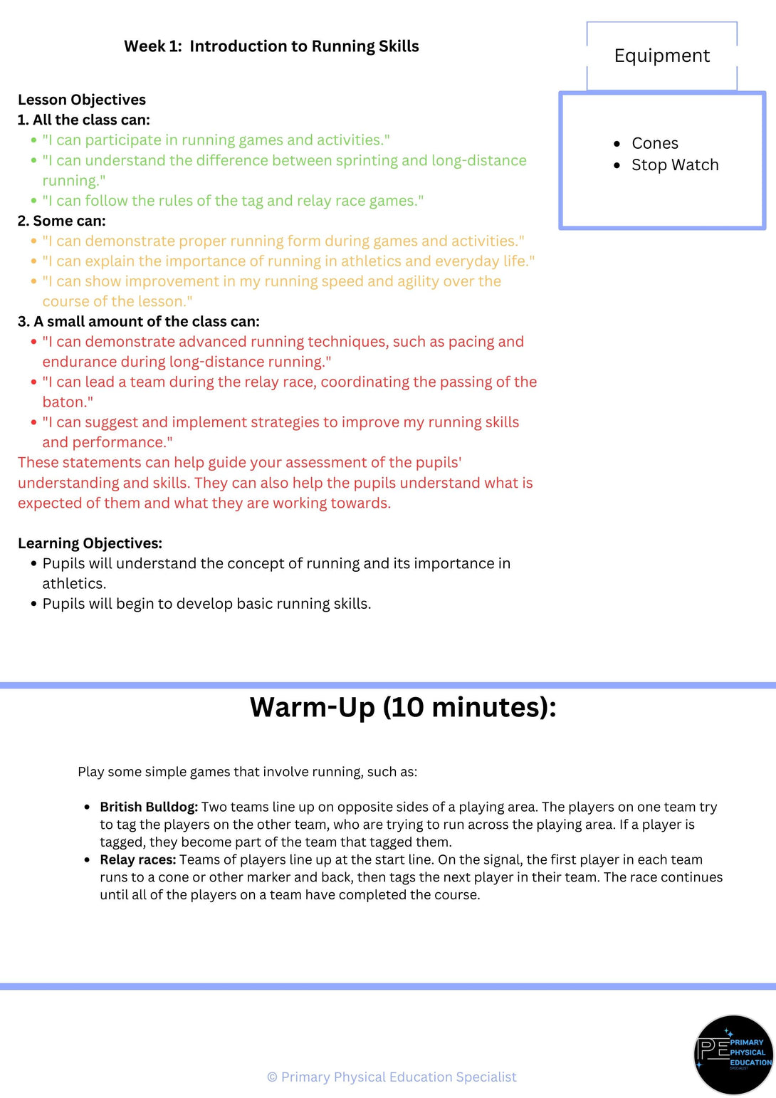 Year 3 Athletics Lesson Plans and Schemes of Works Primary