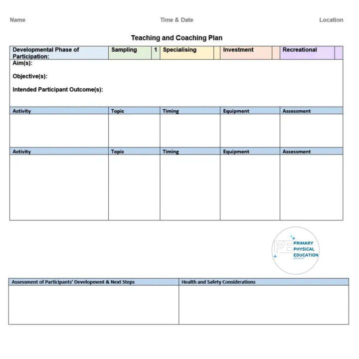 FREE Lesson Plan Template for Teachers and Coaches - Free