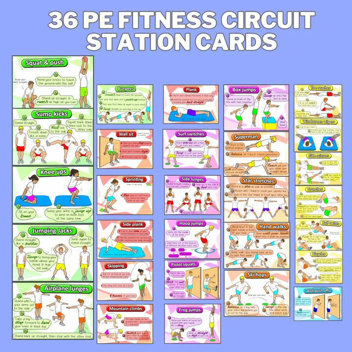 PE Fitness Circuit Station Cards - Energise Your School