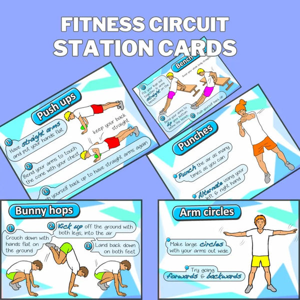 PE Fitness Circuit Station Cards - Energise Your School