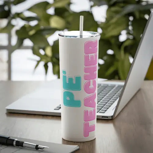 PE Teacher Skinny Steel Tumbler with Straw | 20oz Drinkware