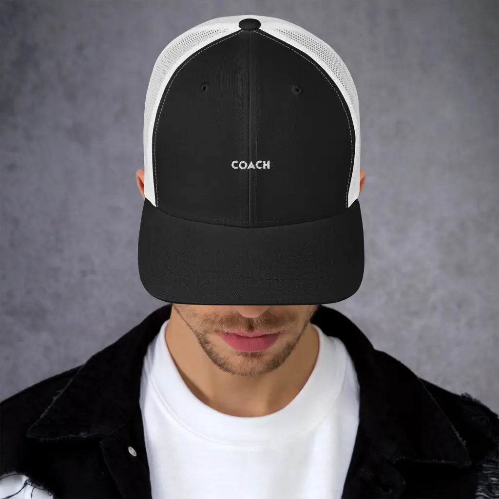 Unisex Coach Trucker Cap - Black/ White - Cap