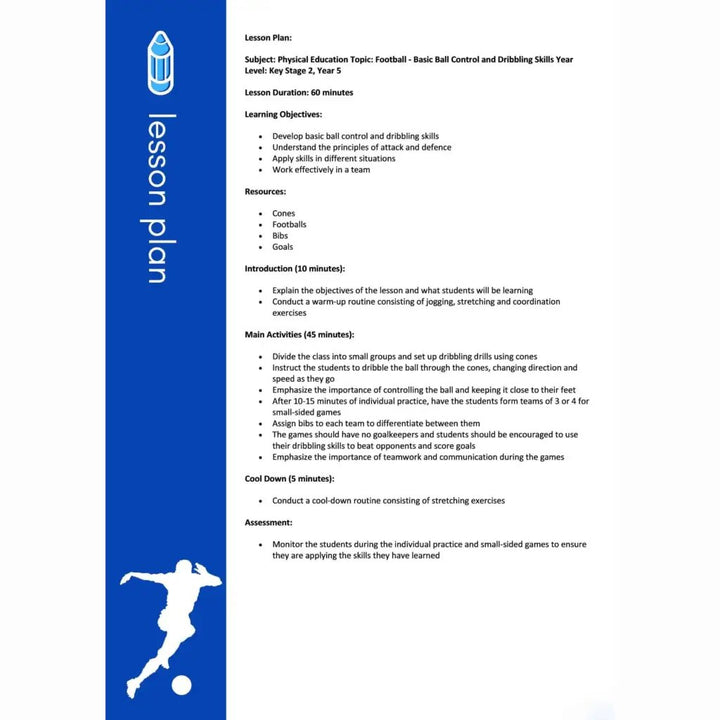 Year 5 football lesson plans and schemes of works primary pe planning